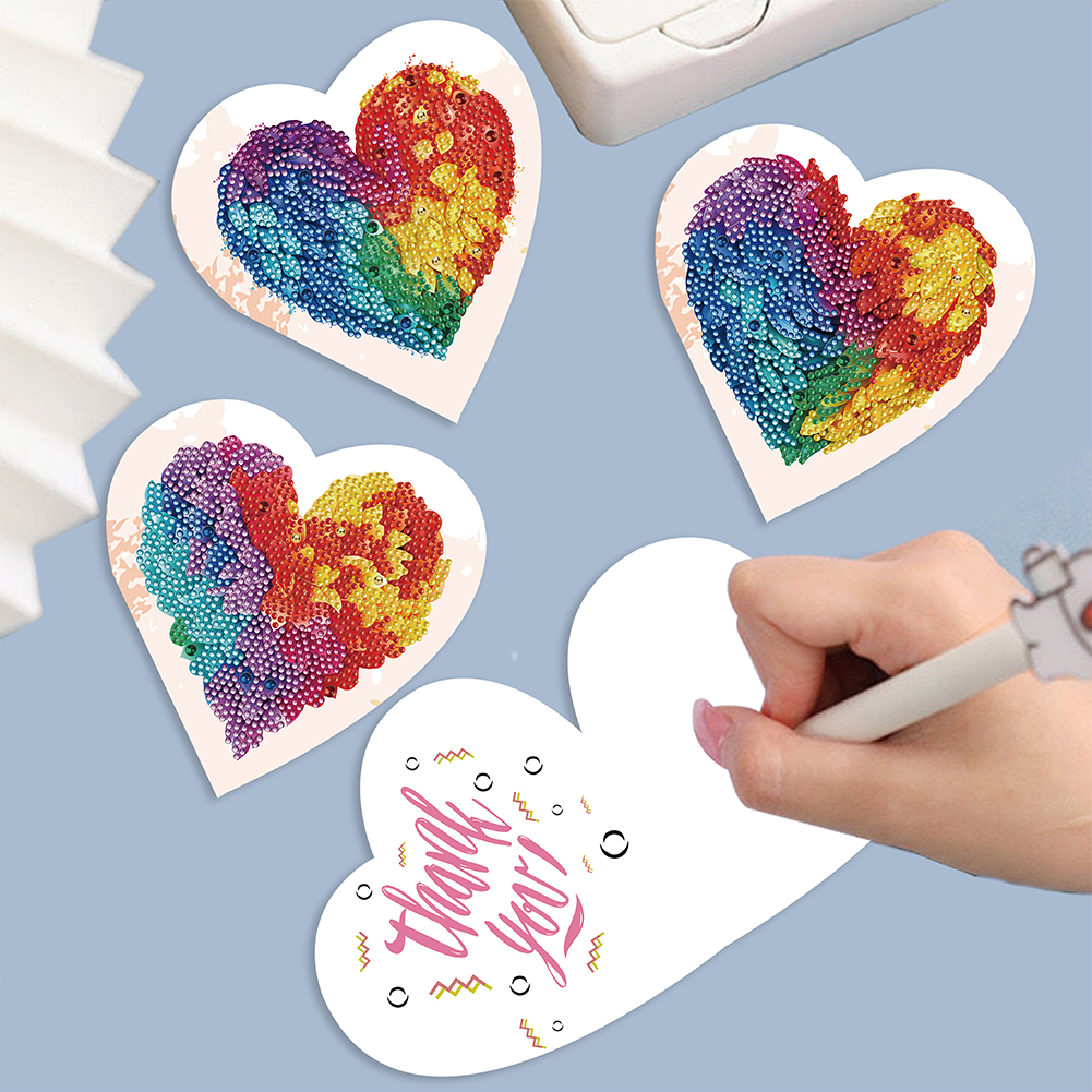 (Limited Stock)6pcs DIY Diamond Painting Greeting Card - Colorful Heart