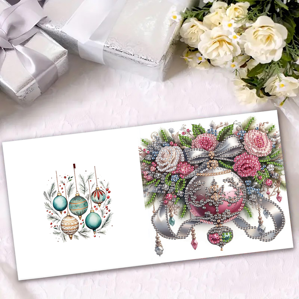 6Pcs DIY Diamond Painting Greeting Card - Xmas Ball Star