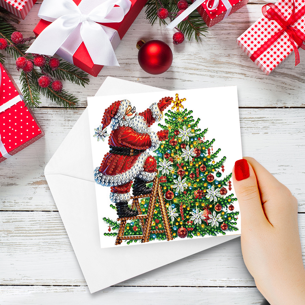 6Pcs DIY Diamond Painting Greeting Card - Santa Claus