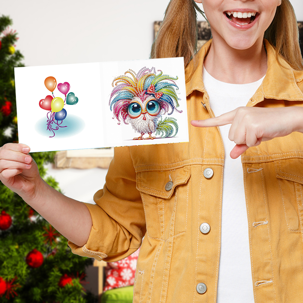 6Pcs DIY Diamond Painting Birthday Greeting Card - Funny Chicken