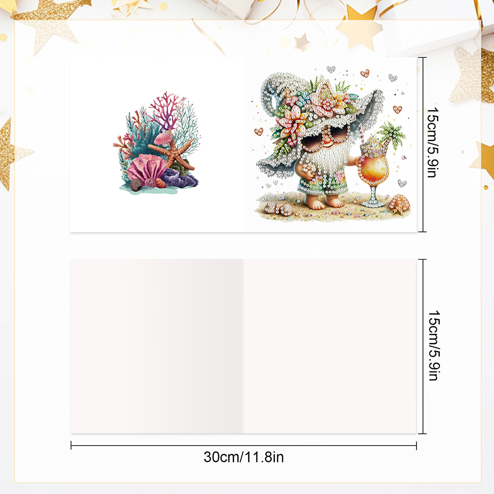 6Pcs DIY Diamond Painting Greeting Card - Gnome