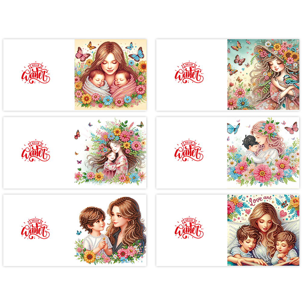 6Pcs DIY Diamond Painting Greeting Card - Happy Mothers Day
