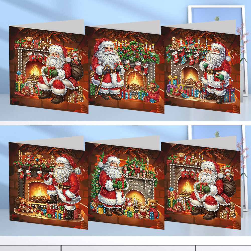 6Pcs DIY Diamond Painting Greeting Card - Santa Claus