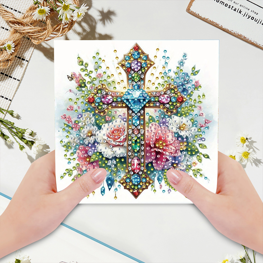 6Pcs DIY Diamond Painting Greeting Card - Cross