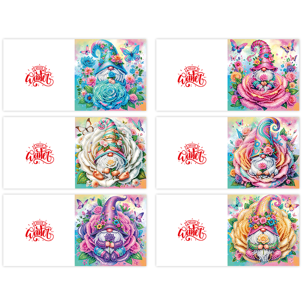 6Pcs DIY Diamond Painting Greeting Card - Gnome