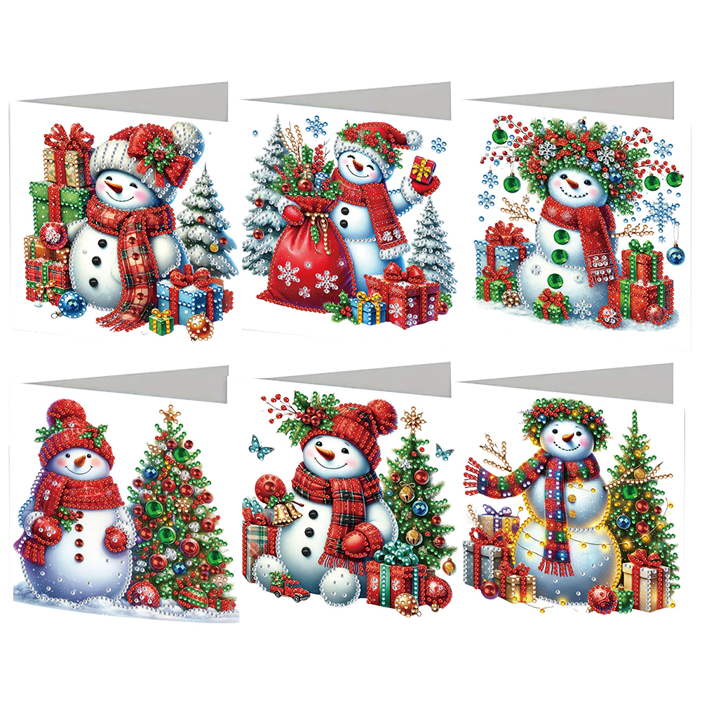 6Pcs DIY Diamond Painting Greeting Card - Xmas Snowman