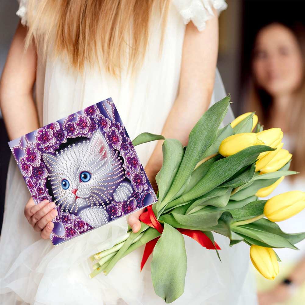 6Pcs DIY Diamond Painting Greeting Card - Owl Cat