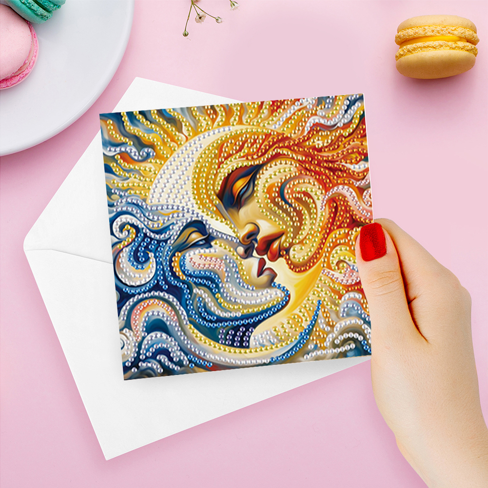 6Pcs DIY Diamond Painting Greeting Card - Sun Moon