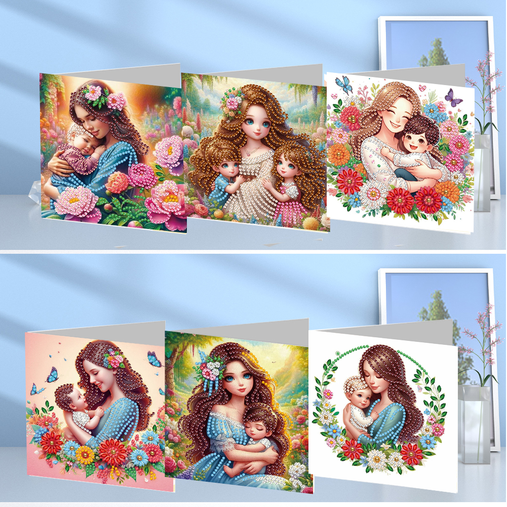 6Pcs DIY Diamond Painting Greeting Card - Happy Mothers Day