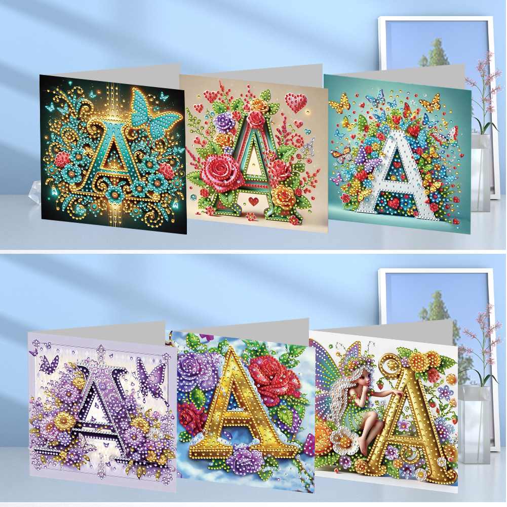 6Pcs DIY Diamond Painting Greeting Card - Letter