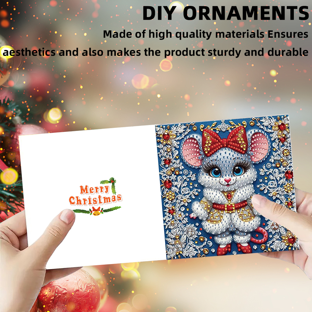 6Pcs DIY Diamond Painting Greeting Card - Xmas Mouse