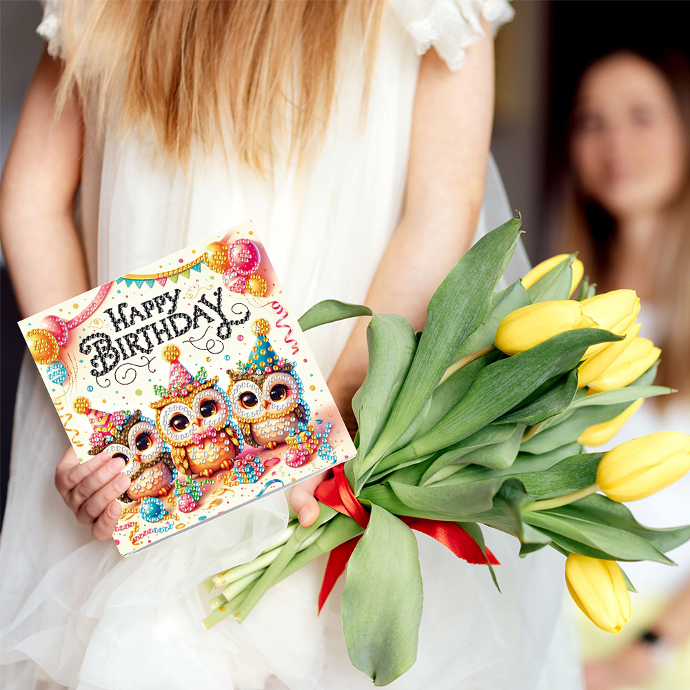 6Pcs DIY Diamond Painting Greeting Card - Birthday