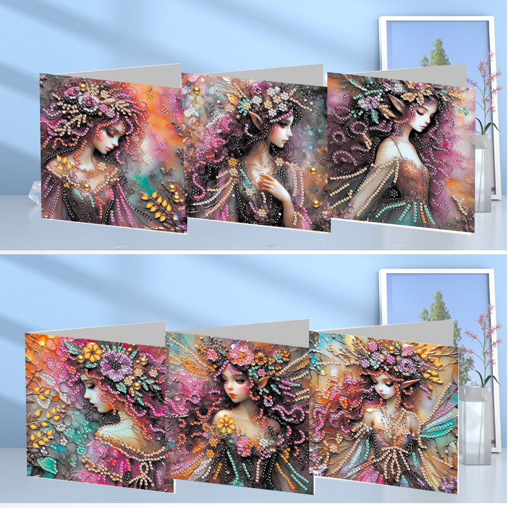 6Pcs DIY Diamond Painting Greeting Card - Girl Family