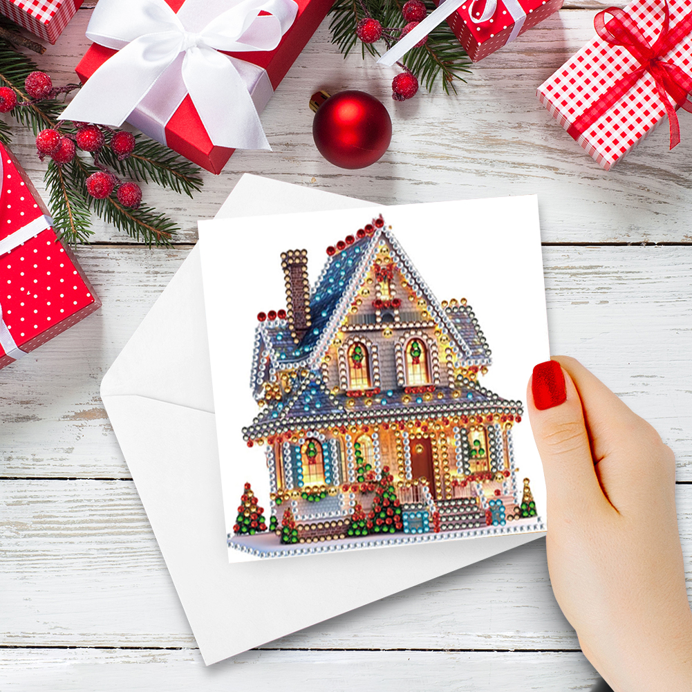 6Pcs DIY Diamond Painting Greeting Card - Xmas House