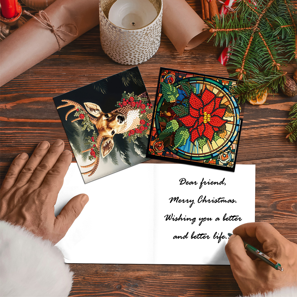 12Pcs DIY Diamond Painting Greeting Card - Christmas
