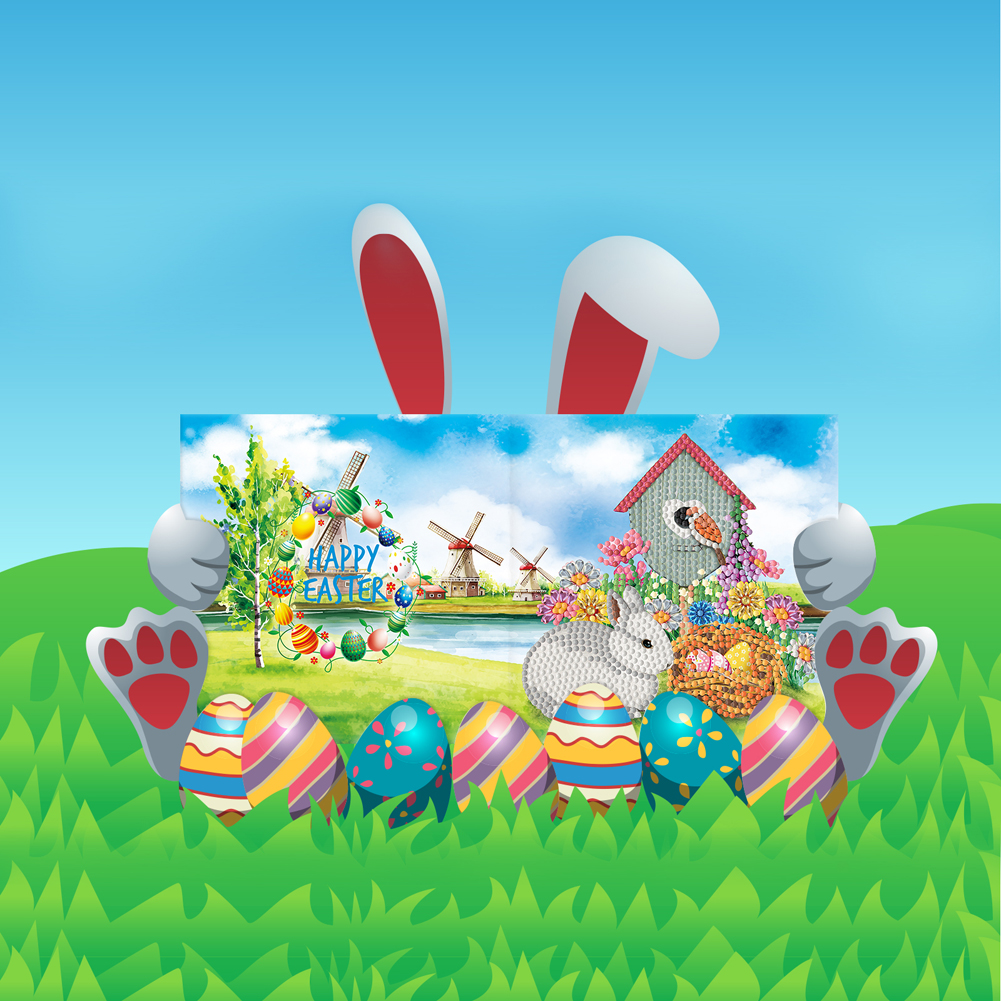 8pcs DIY Diamond Painting Greeting Cards Easter Mosaic Postcards