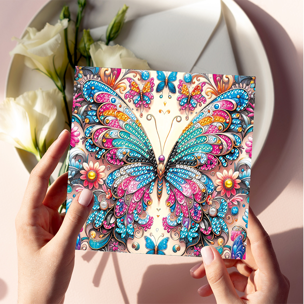 6Pcs DIY Diamond Painting Greeting Card - Butterfly
