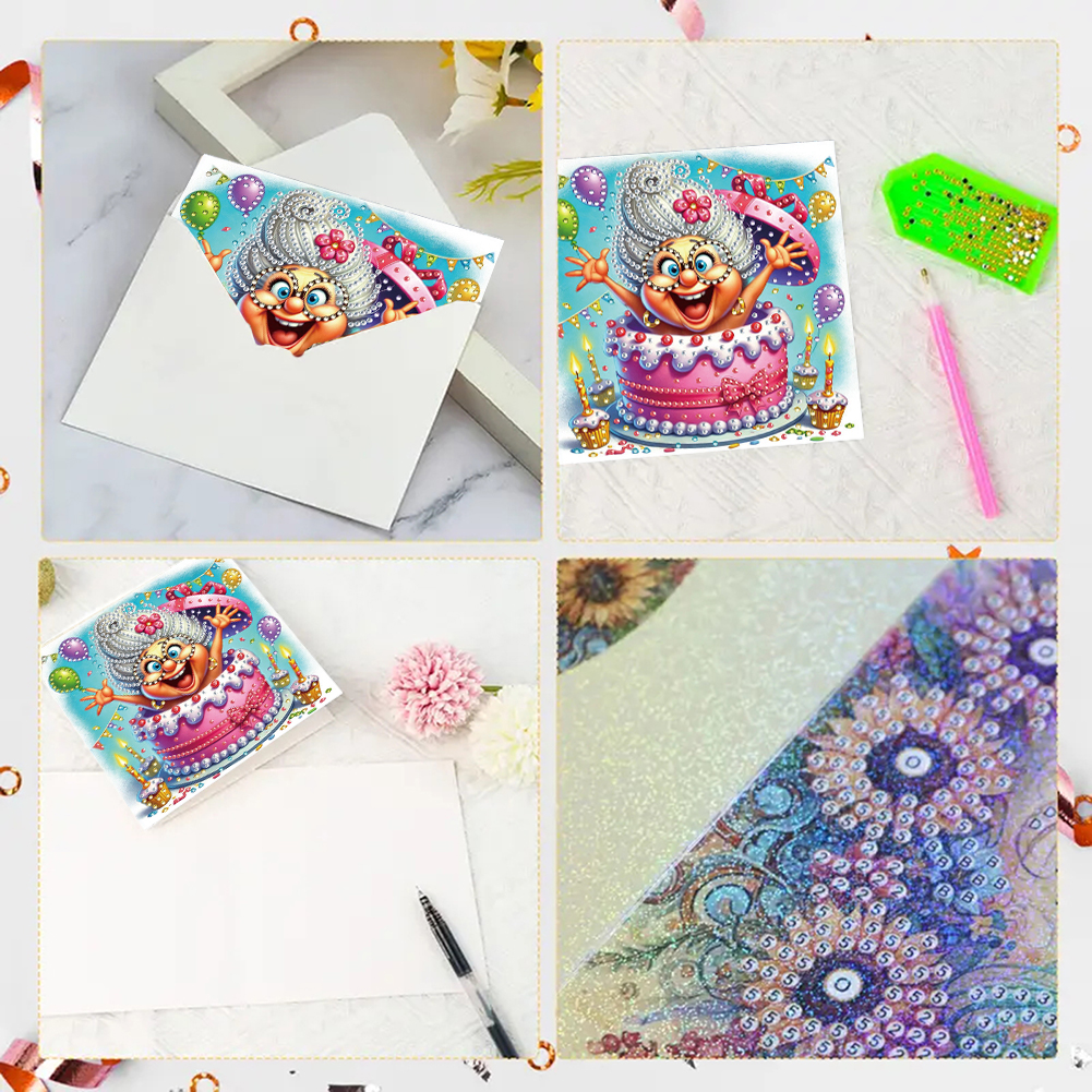 6Pcs DIY Diamond Painting Greeting Card - Birthday Surprise