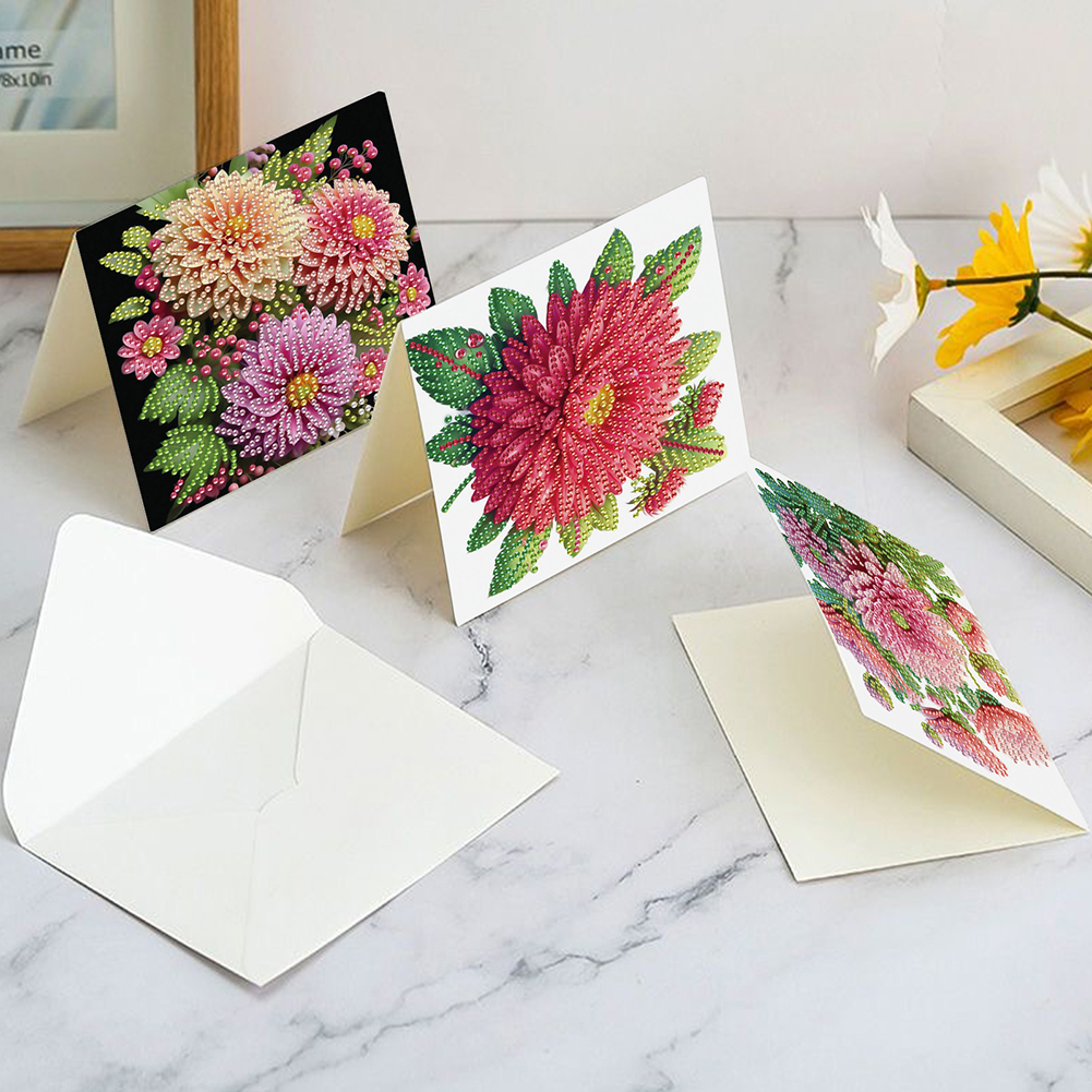 6Pcs DIY Diamond Painting Greeting Card - Bouquet Family