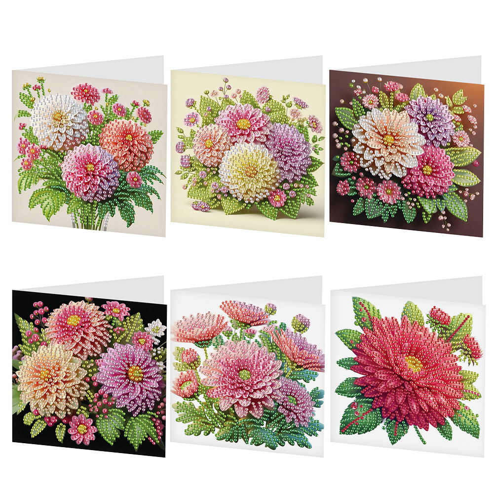 6Pcs DIY Diamond Painting Greeting Card - Bouquet Family