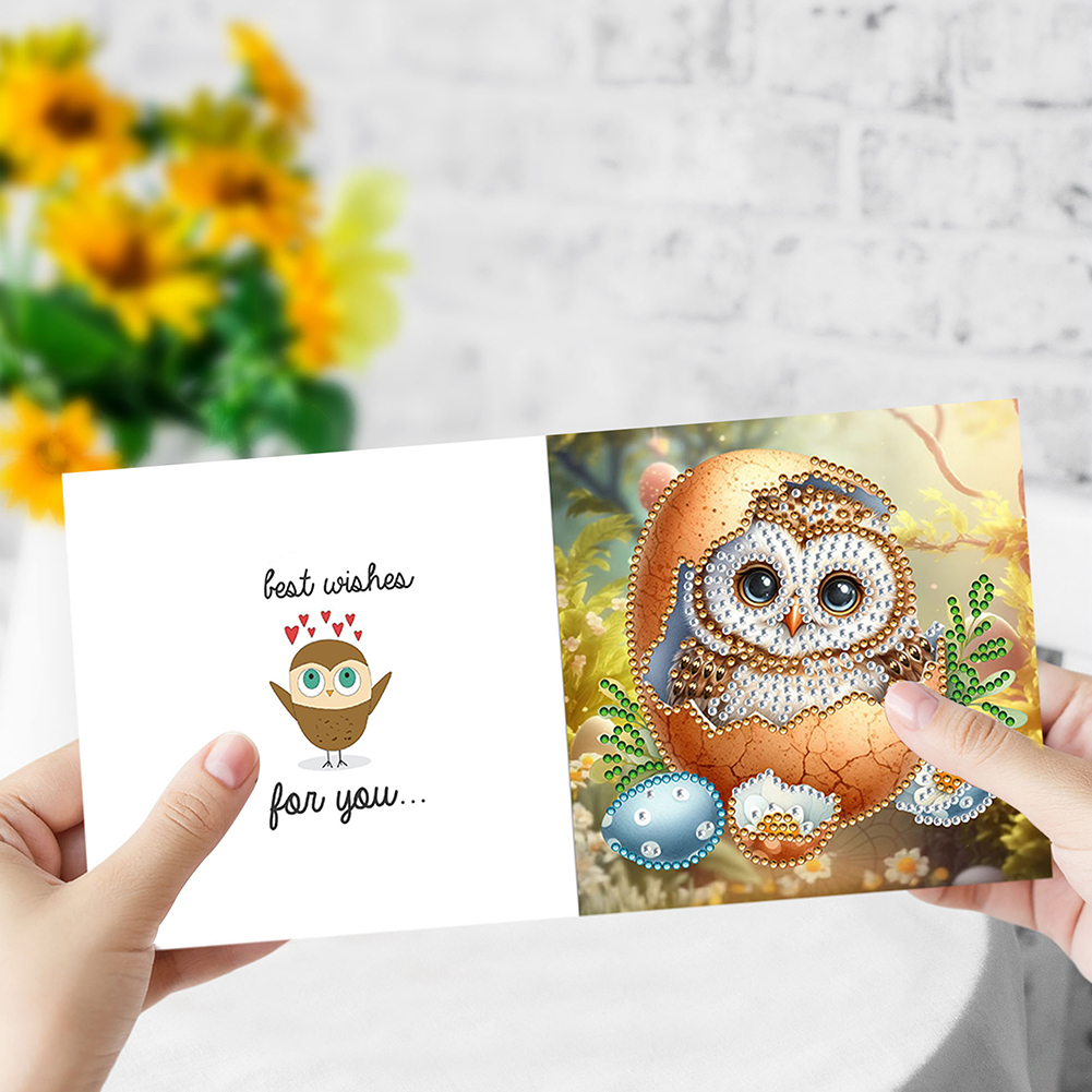 6pcs DIY Diamond Painting Greeting Card - Easter Egg Owls