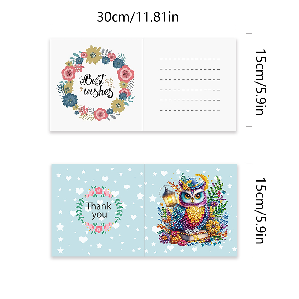 6pcs DIY Diamond Painting Greeting Card - Owl
