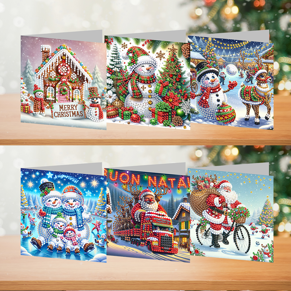6Pcs DIY Diamond Painting Greeting Card - Christmas
