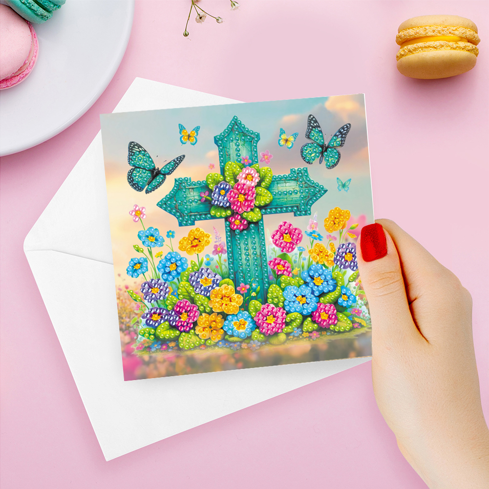 6Pcs DIY Diamond Painting Greeting Card - Cross