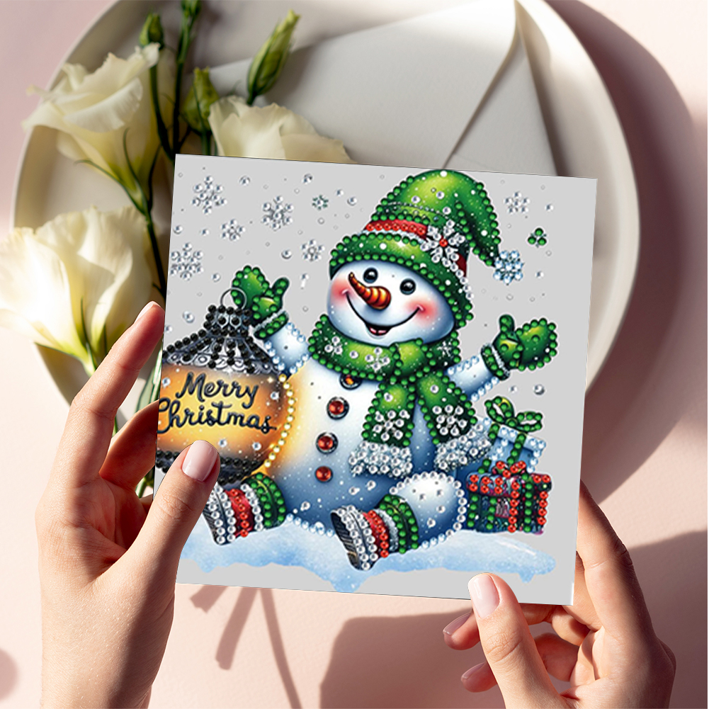 6Pcs DIY Diamond Painting Greeting Card - Snowman