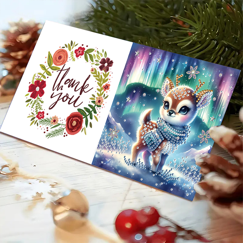 6Pcs DIY Diamond Painting Greeting Card - Christmas Winter Elk