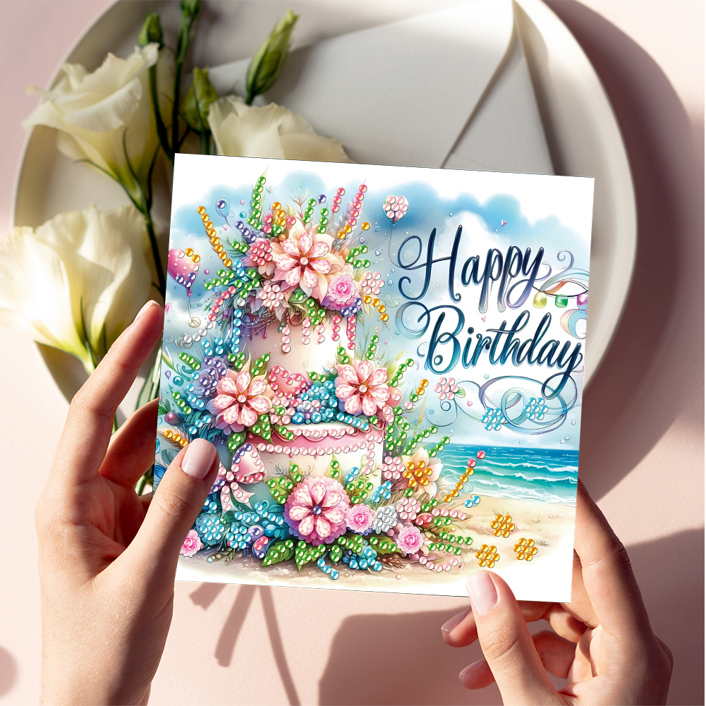 6Pcs DIY Diamond Painting Greeting Card - Birthday