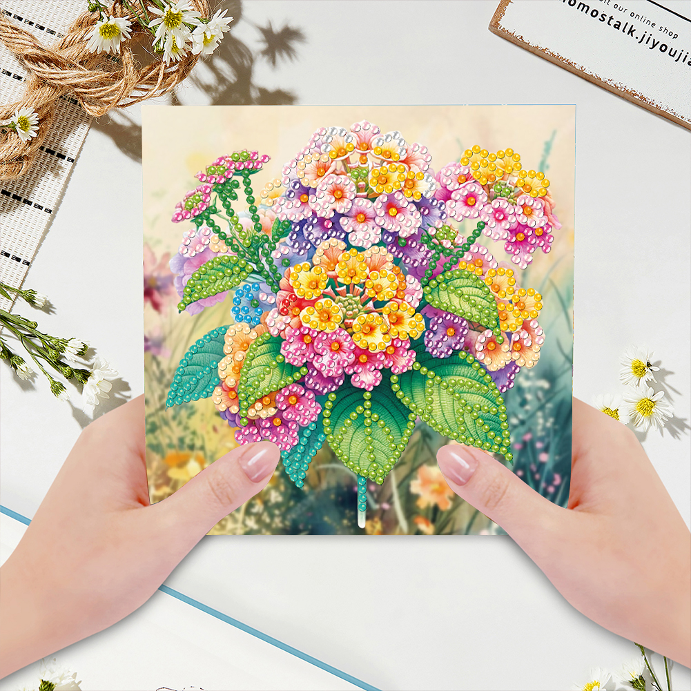 6Pcs DIY Diamond Painting Greeting Card - Flower