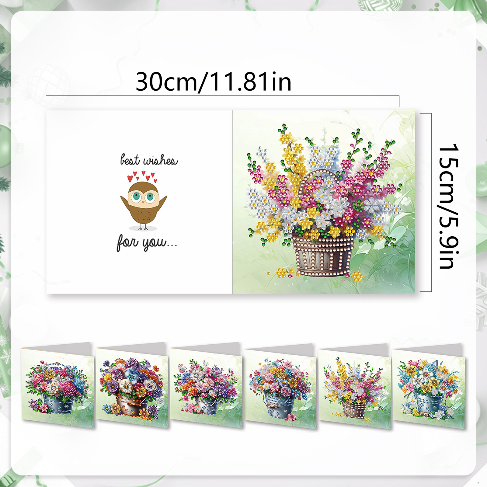 6Pcs DIY Diamond Painting Greeting Card - Flower Bucket