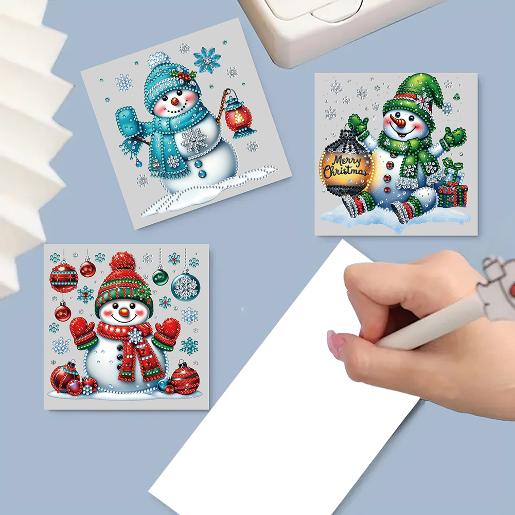 6Pcs DIY Diamond Painting Greeting Card - Snowman