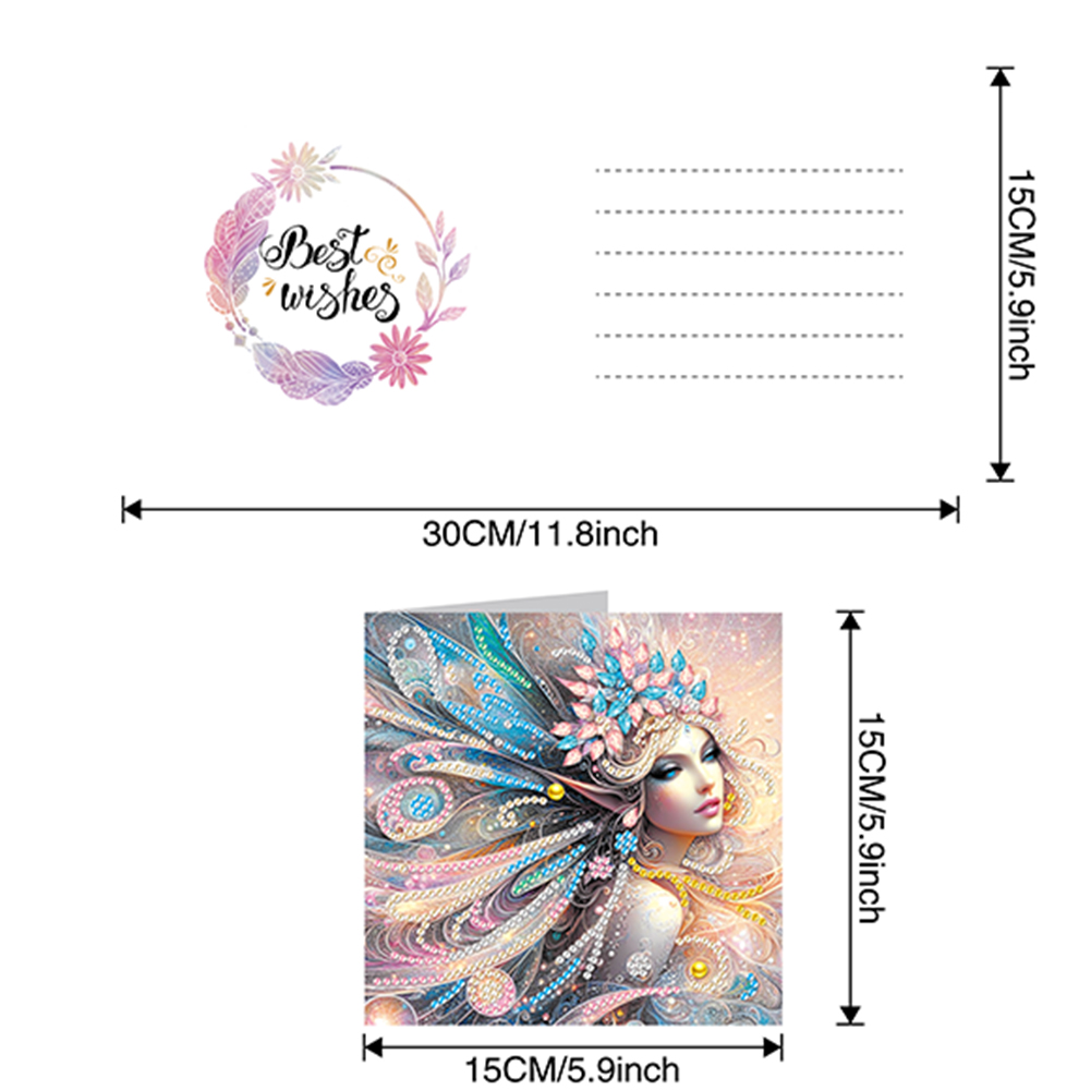 6Pcs DIY Diamond Painting Greeting Card - Girl