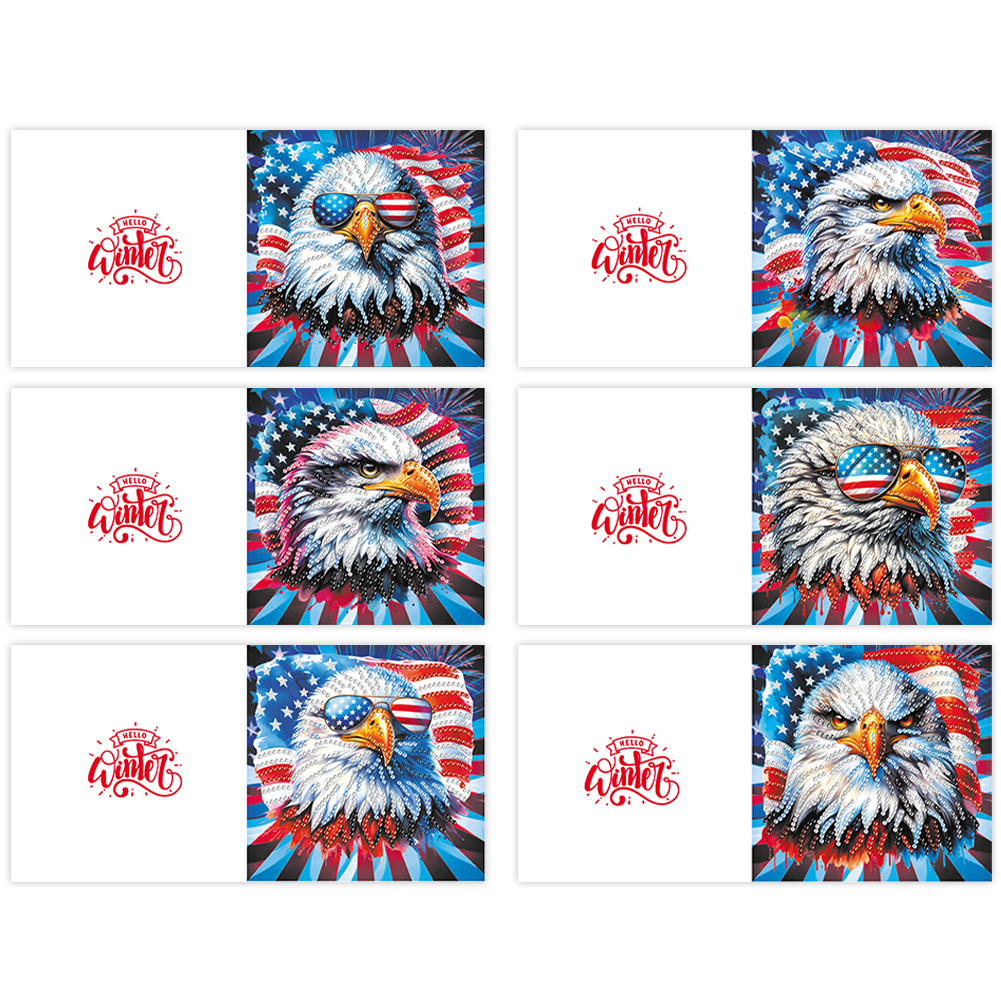 6Pcs DIY Diamond Painting Greeting Card - Eagle Family