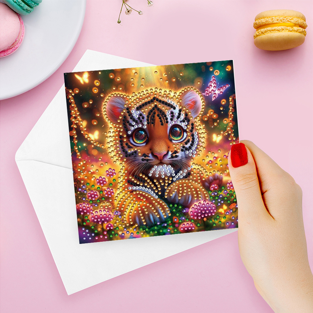 6Pcs DIY Diamond Painting Greeting Card - Tiger