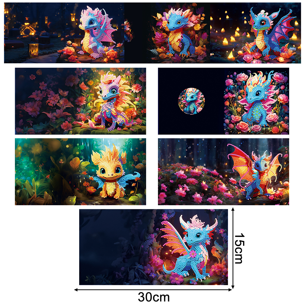 8pcs DIY Diamond Painting Greeting Card - Flower Pterosaur