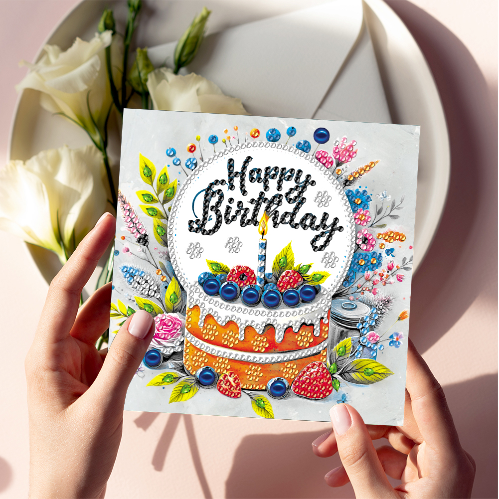 6Pcs DIY Diamond Painting Greeting Card - Birthday