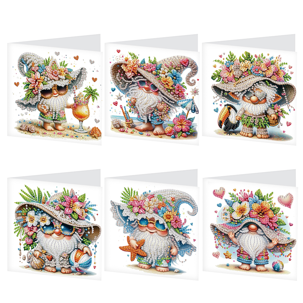 6Pcs DIY Diamond Painting Greeting Card - Gnome