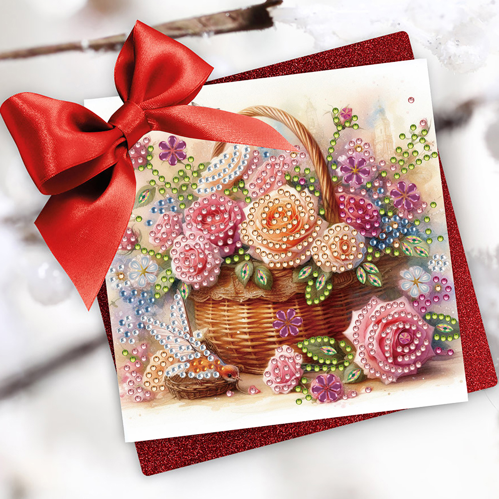 6Pcs DIY Diamond Painting Greeting Card - Bouquet