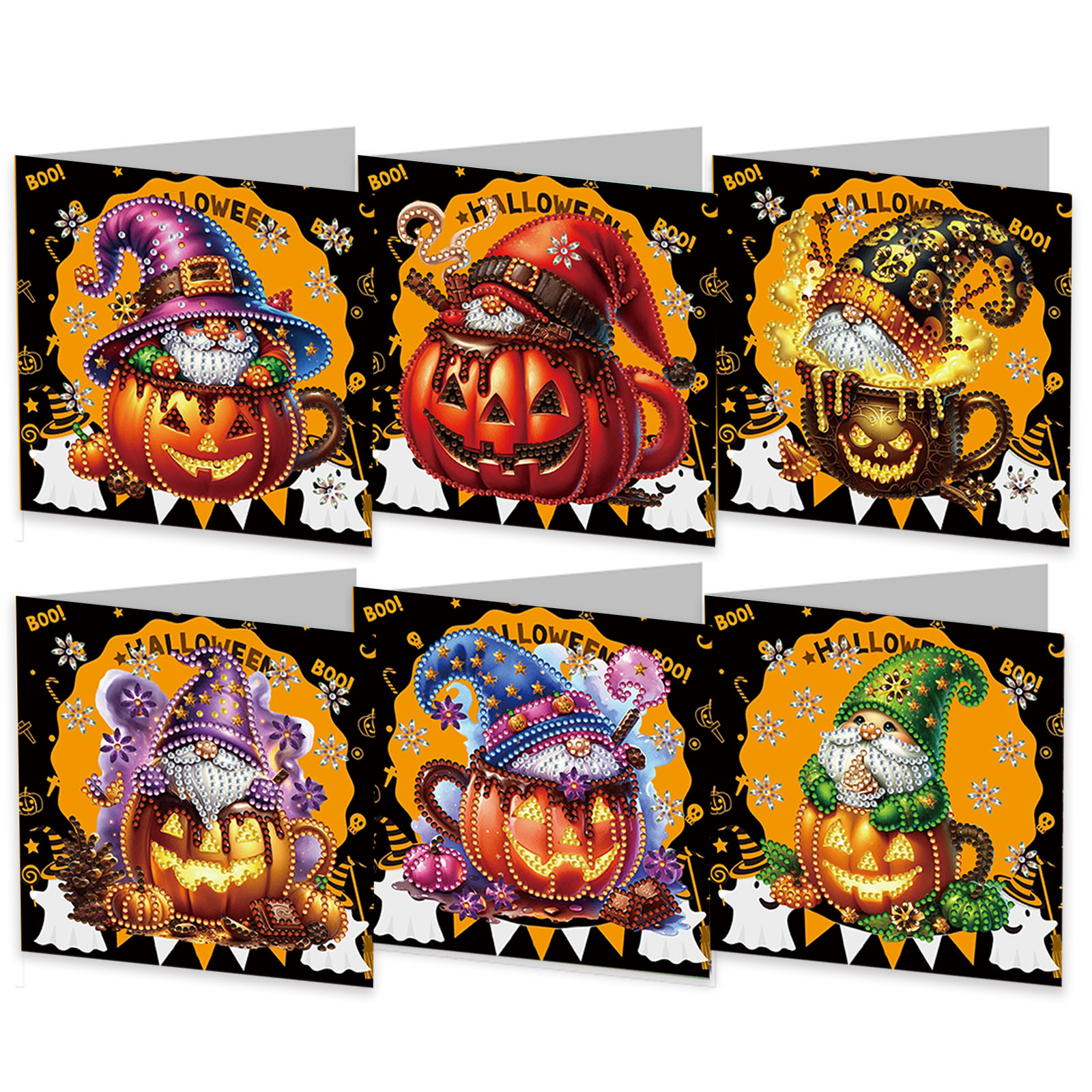 6pcs DIY Diamond Painting Greeting Card - Halloween