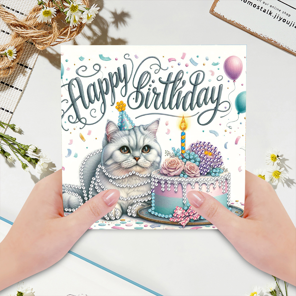 6Pcs DIY Diamond Painting Greeting Card - Birthday