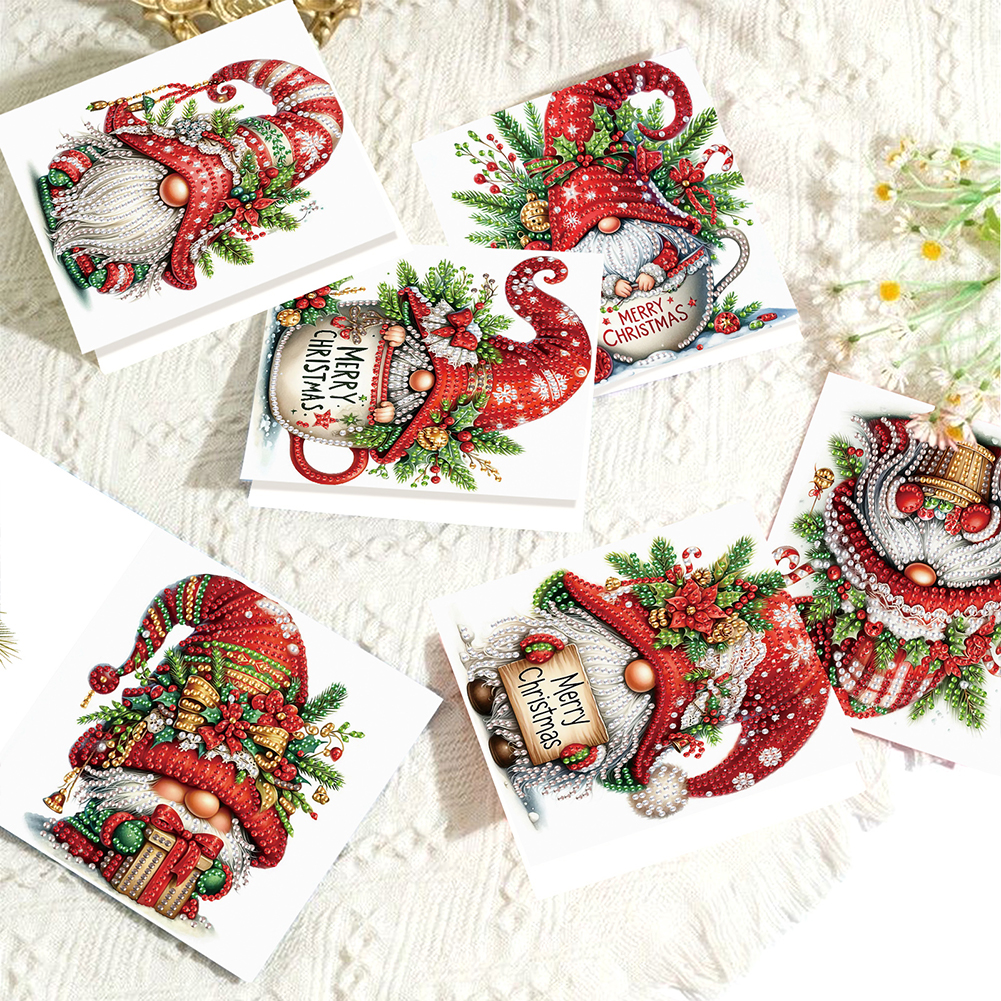 6Pcs DIY Diamond Painting Greeting Card - Christmas Gnome