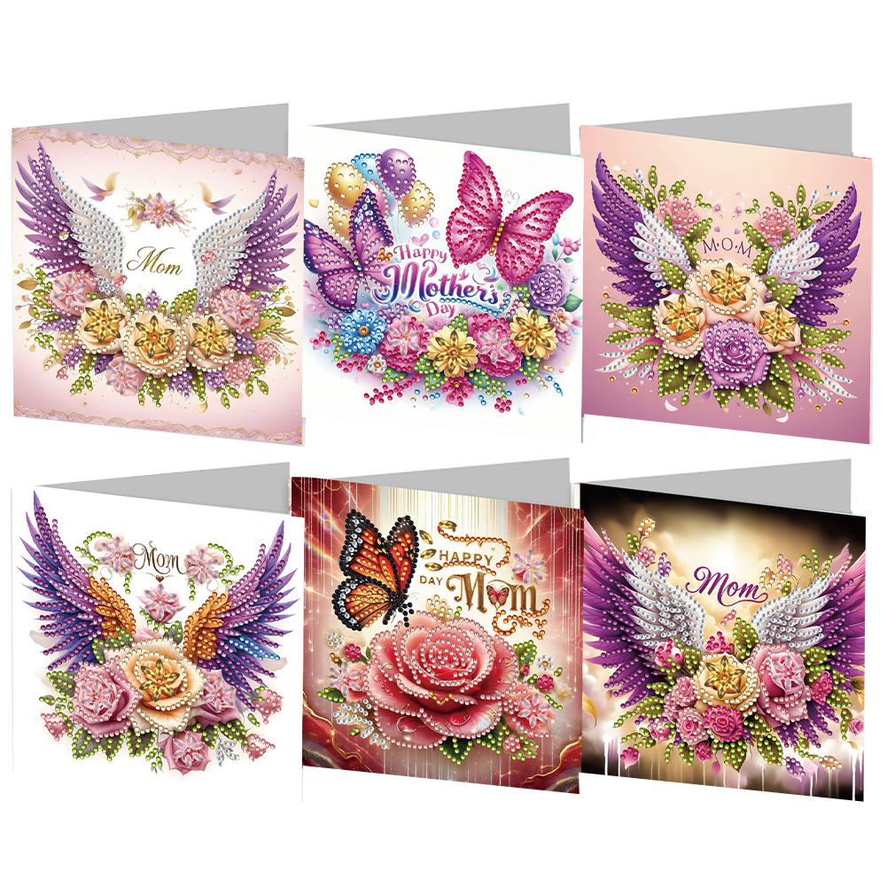 6Pcs DIY Diamond Painting Greeting Card - Mother's Day Flower