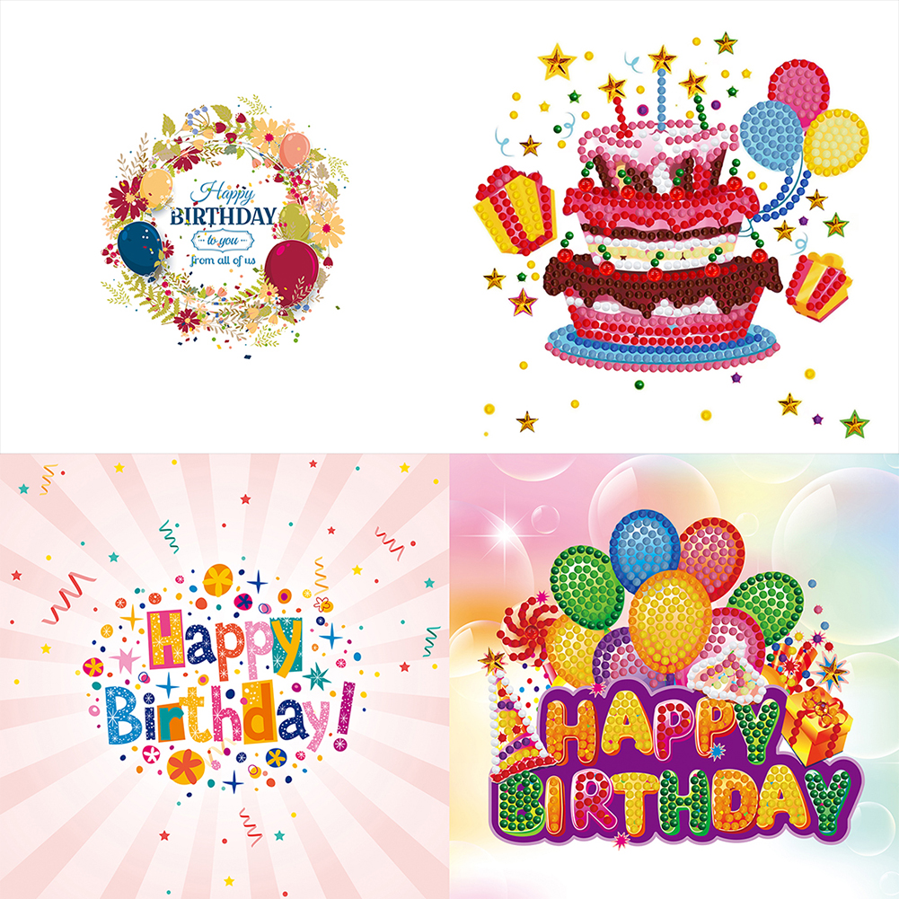 Everydayedeals 12pcs DIY Diamond Painting Birthday Greeting Cards Birthday Thanks Embroidery Postcard