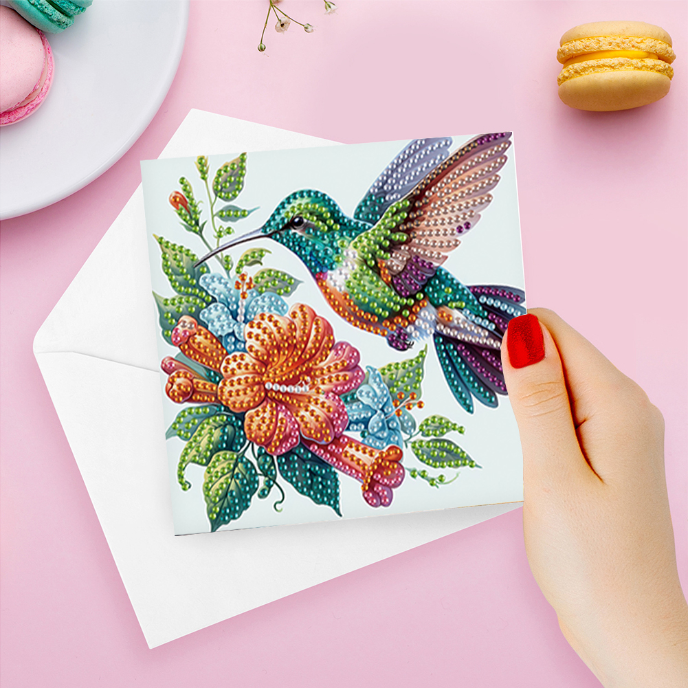 6Pcs DIY Diamond Painting Greeting Card - Hummingbird