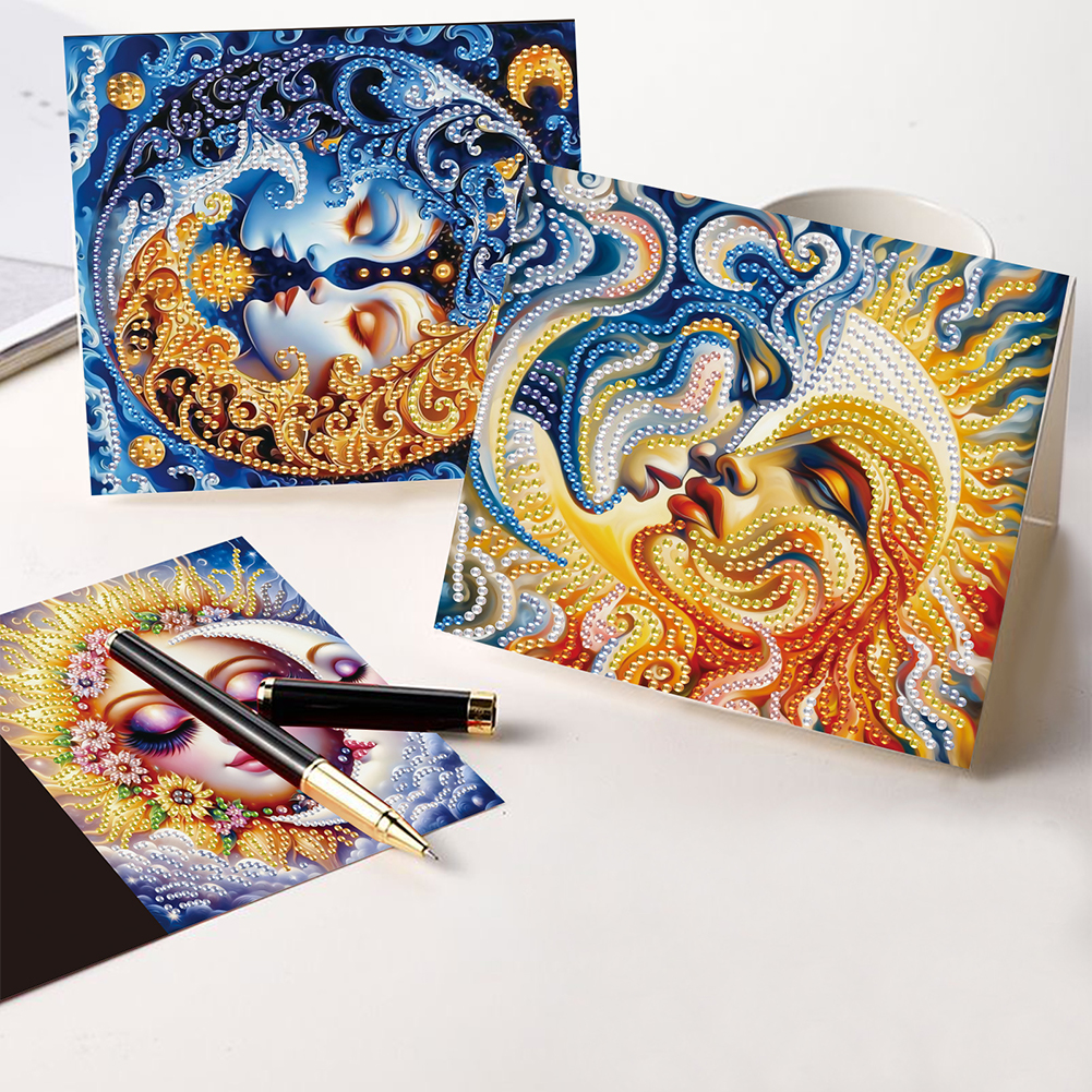 6Pcs DIY Diamond Painting Greeting Card - Sun Moon