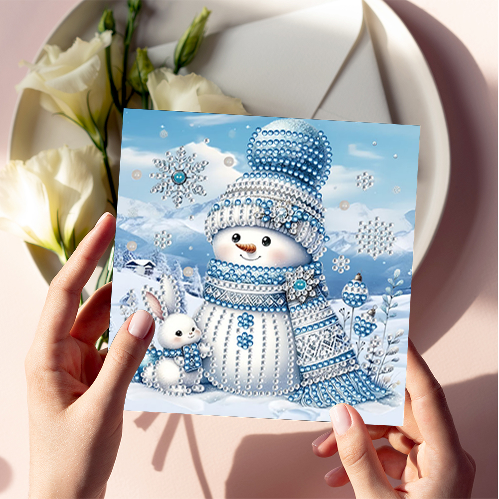 6Pcs DIY Diamond Painting Greeting Card - Xmas Snowman