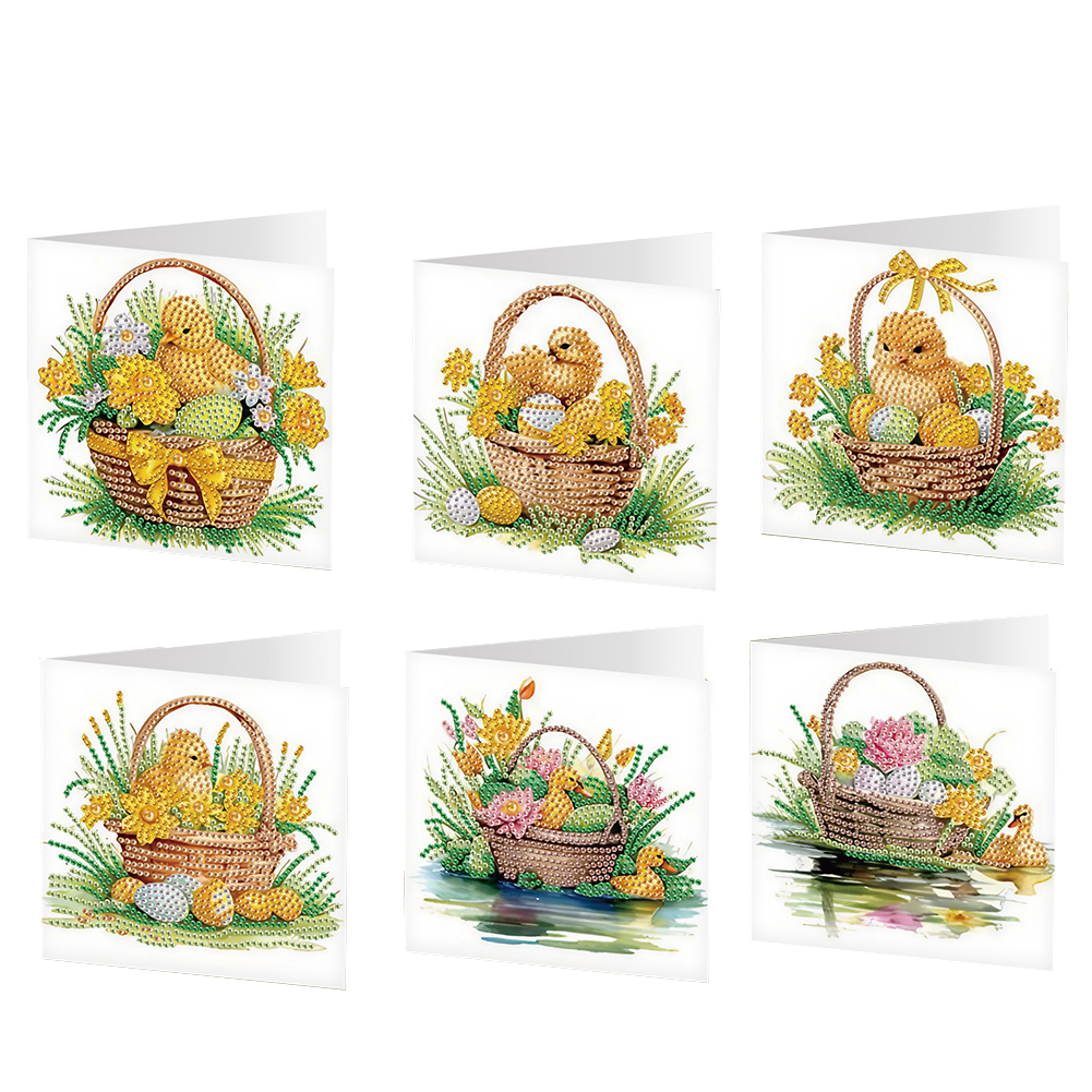 6Pcs DIY Diamond Painting Greeting Card - Easter Rooster